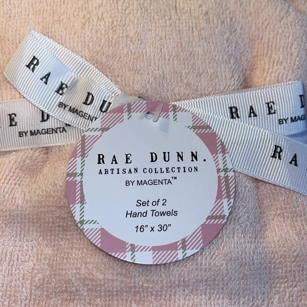 Rae Dunn -pretty pink fluffy “Hello Spring” towels
